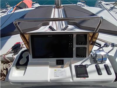 Cockpit of Errant Vagabond, a Lagoon 51 catamaran at Municipal Unit of Palairos, Greece