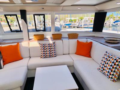 Salon of Ojala, a Fountaine Pajot Tanna 47 catamaran at Charlotte Amalie, United States