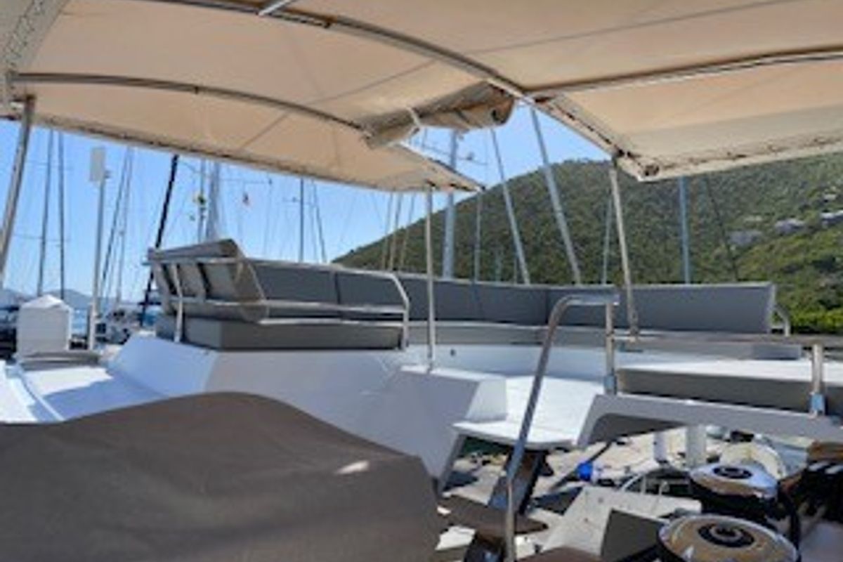 Deck of Ojala, a Fountaine Pajot Tanna 47 catamaran at Charlotte Amalie, United States