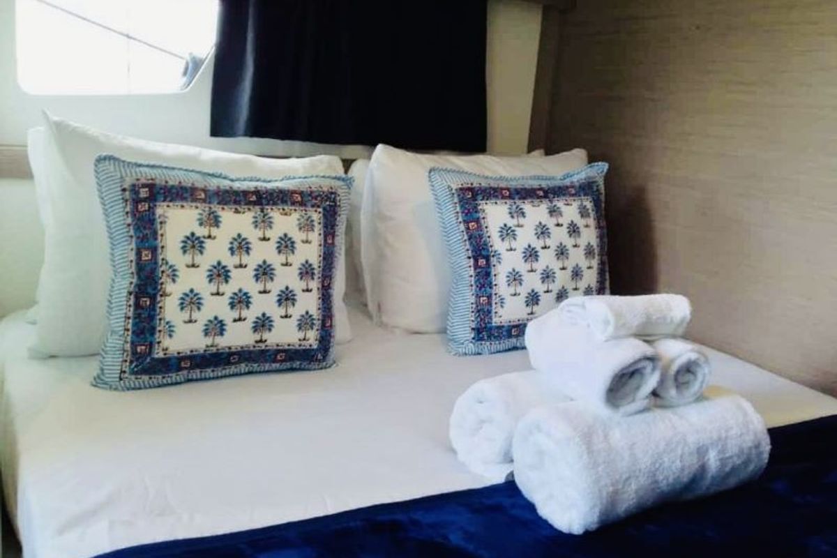 Cabin on Ojala, a Fountaine Pajot Tanna 47 catamaran at Charlotte Amalie, United States