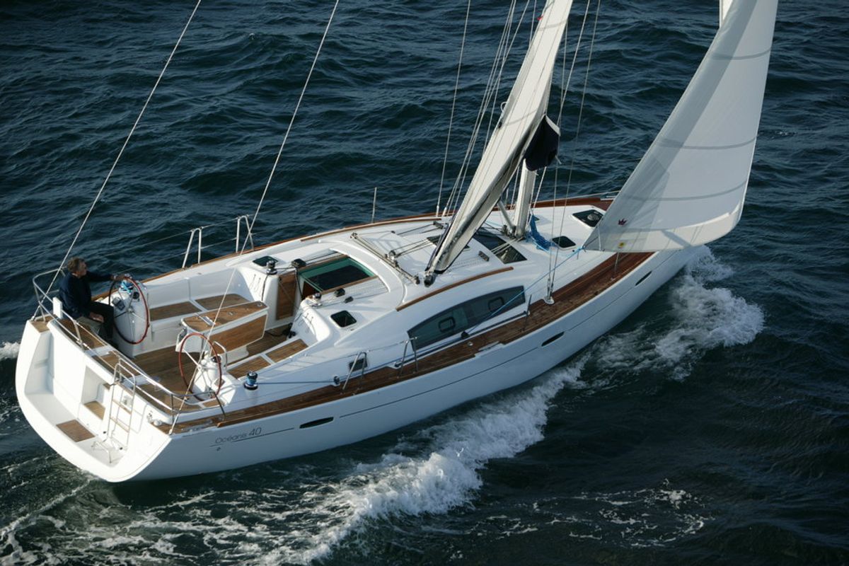 Exterior view of Arietta, a Beneteau Oceanis 40 sailboat at Volos Municipality, Greece