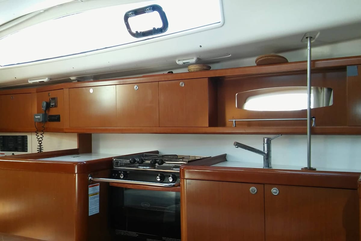 Galley of Arietta, a Beneteau Oceanis 40 sailboat at Volos Municipality, Greece