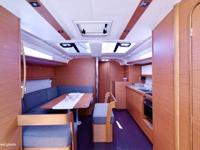 Salon of Noah, a Dufour 430 sailboat at Cannigione, Italy