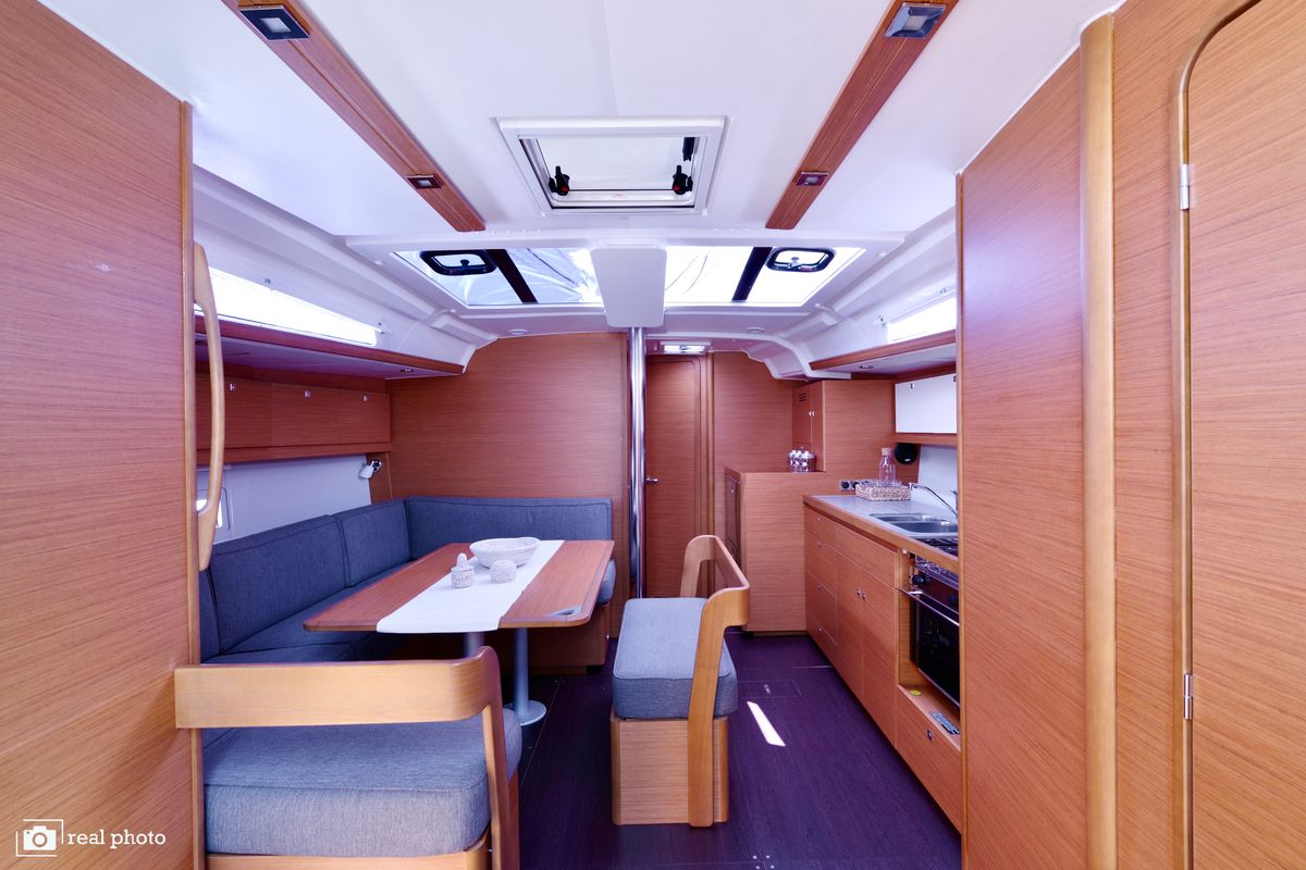 Salon of Noah, a Dufour 430 sailboat at Cannigione, Italy