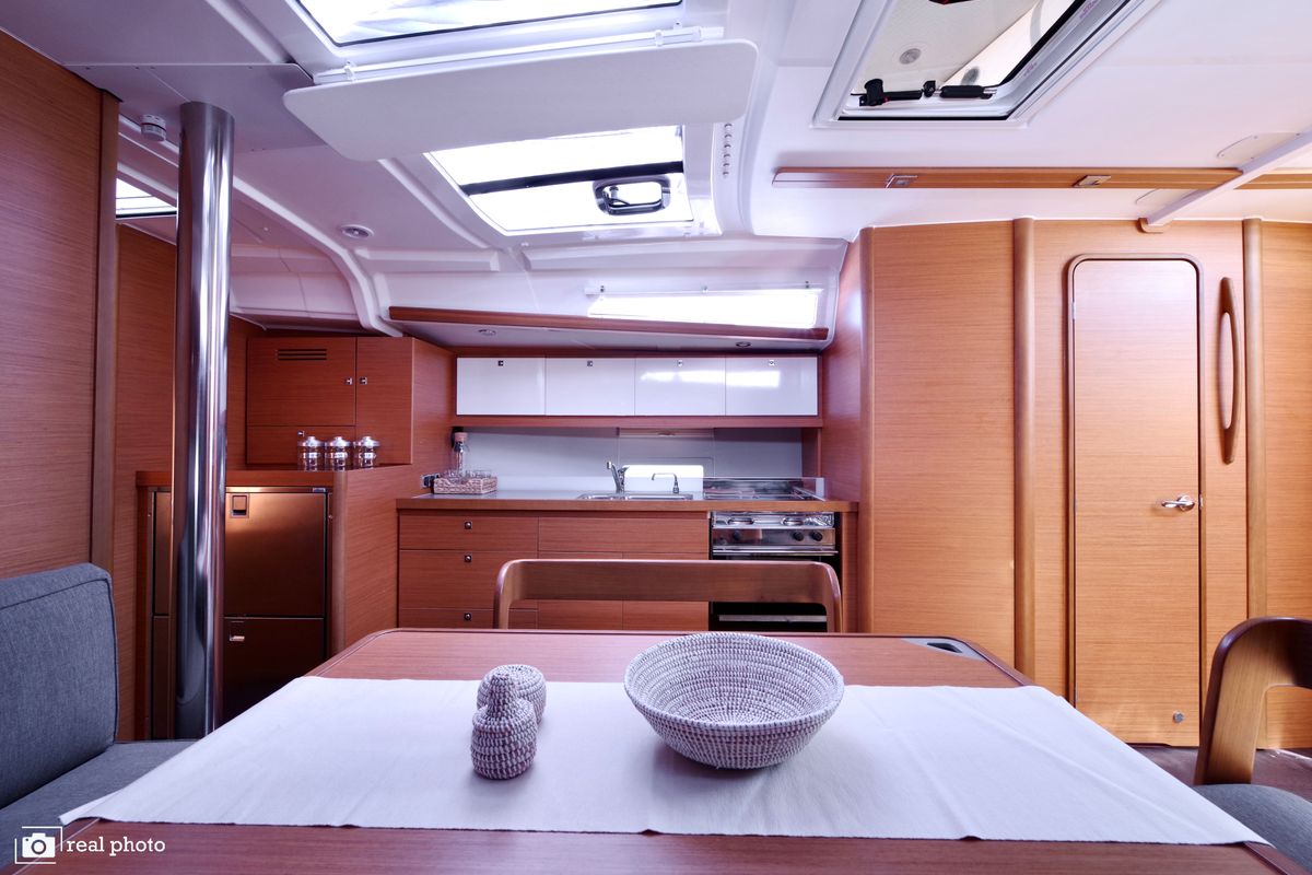 Galley of Noah, a Dufour 430 sailboat at Cannigione, Italy