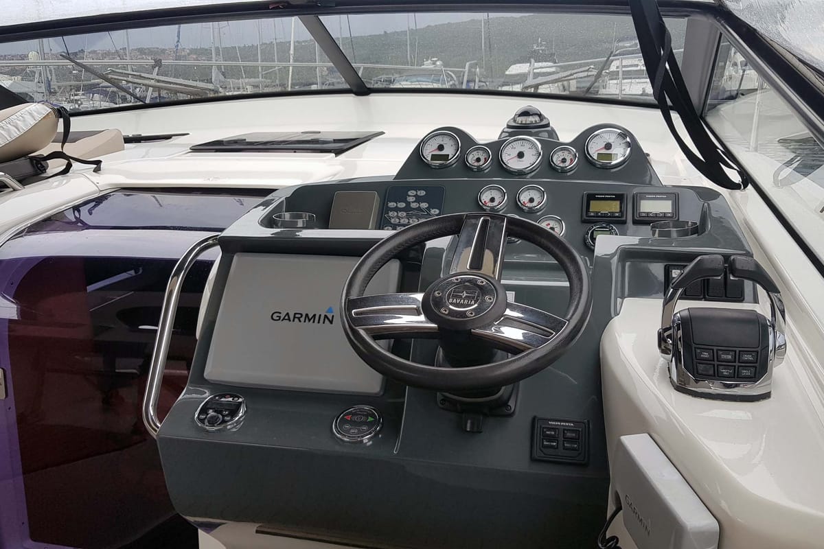Cockpit of Rhea, a Bavaria Sport 400 Open yacht at Punat, Croatia