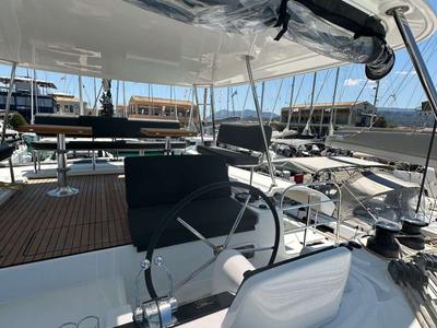 Cockpit of Cass, a Lagoon 46 catamaran at Municipal Unit of Lefkada, Greece