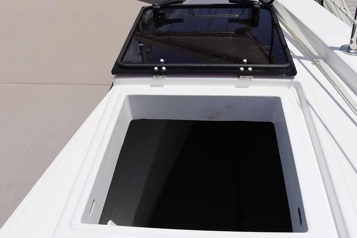 Deck of Dorothea, a Bali 4.2 OW catamaran at Road Town, British Virgin Islands