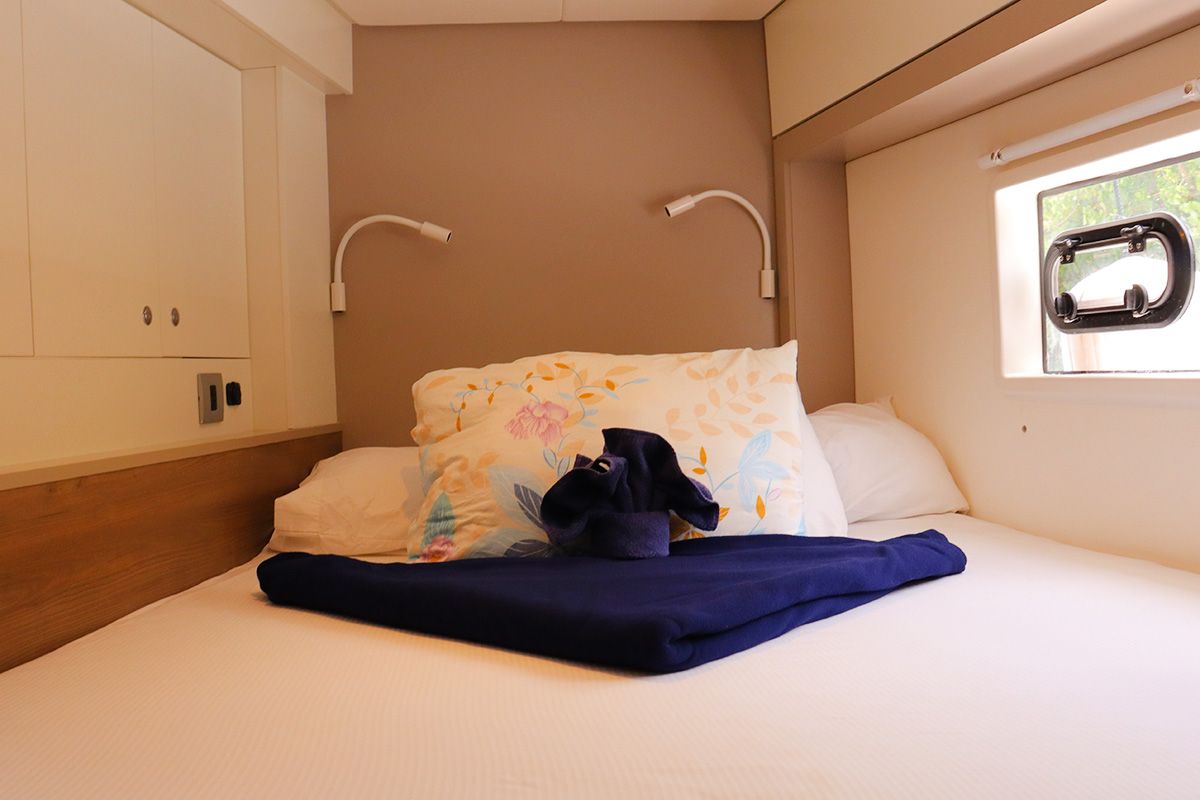 Cabin on Dorothea, a Bali 4.2 OW catamaran at Road Town, British Virgin Islands