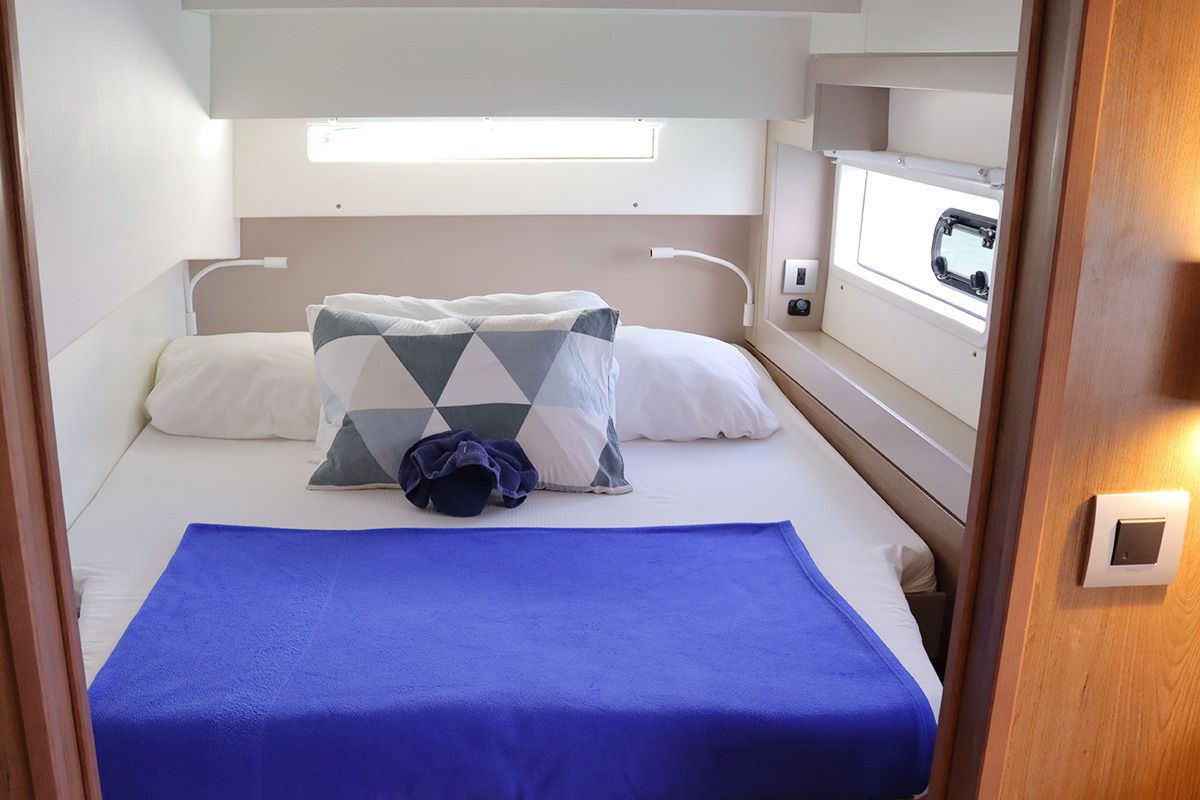 Cabin on Dorothea, a Bali 4.2 OW catamaran at Road Town, British Virgin Islands