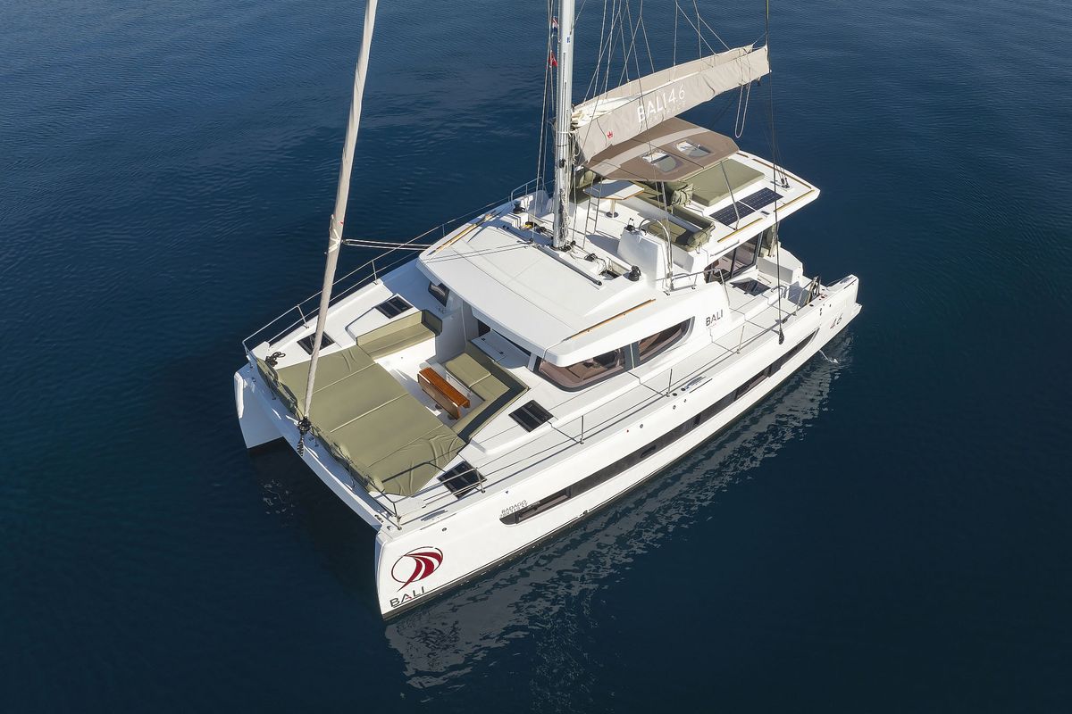 Exterior view of Radago, a Bali 4.6 catamaran at Općina Sukošan, Croatia