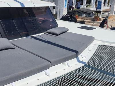 Deck of Ares X, a Fountaine Pajot Isla 40 catamaran at Marmaris, Turkey