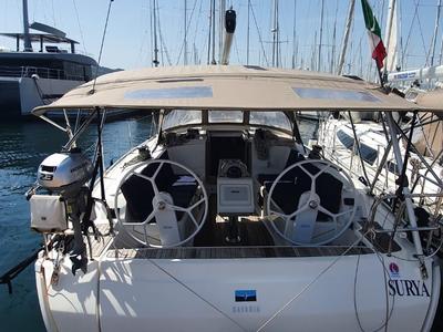 Salon of Surya, a Bavaria Cruiser 41 sailboat at Olbia, Italy