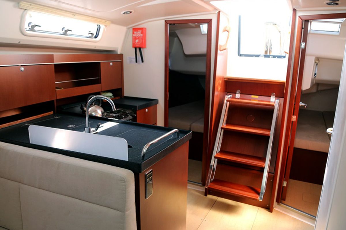 Galley of Ariel, a Hanse Yachts Hanse 385 sailboat at Grad Šibenik, Croatia