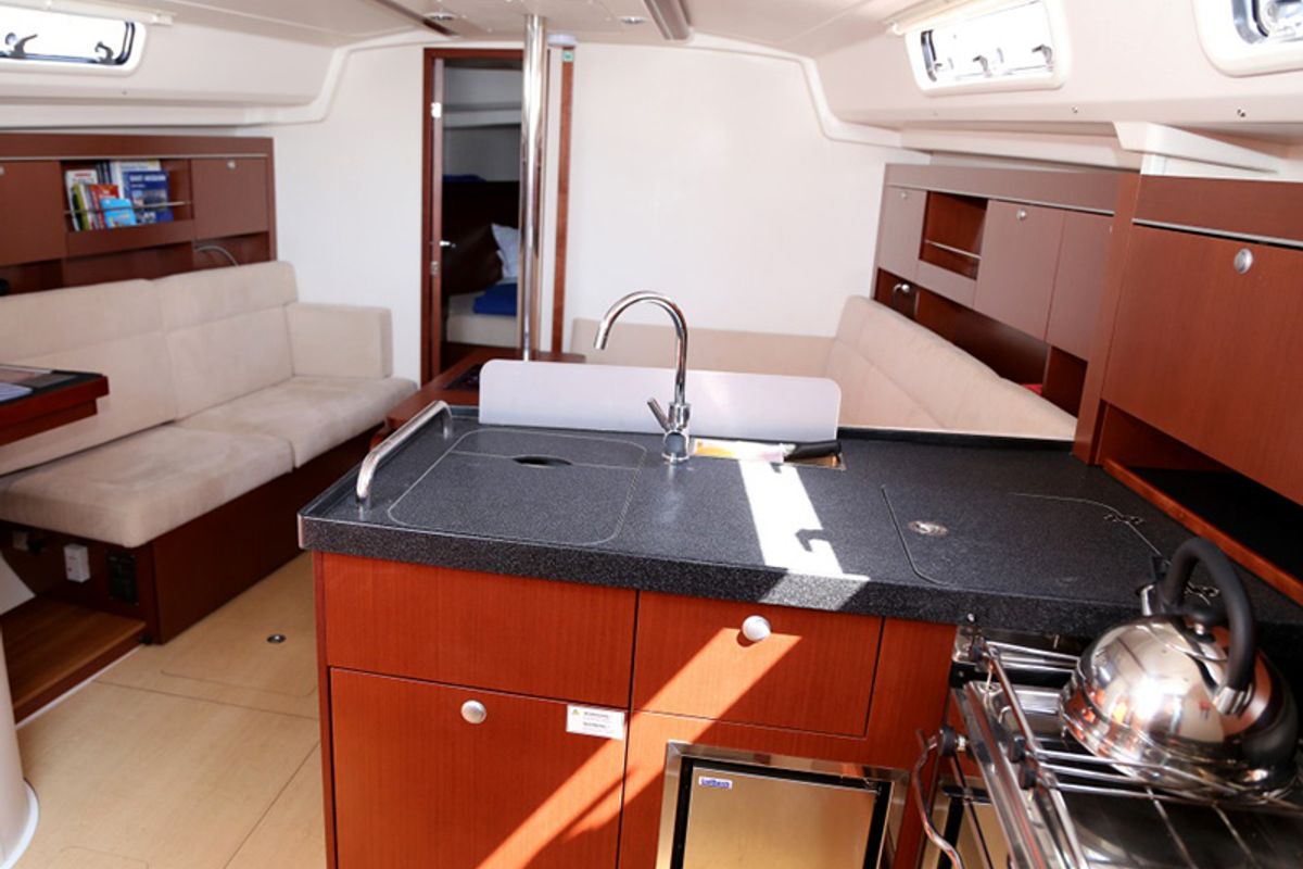 Galley of Ariel, a Hanse Yachts Hanse 385 sailboat at Grad Šibenik, Croatia