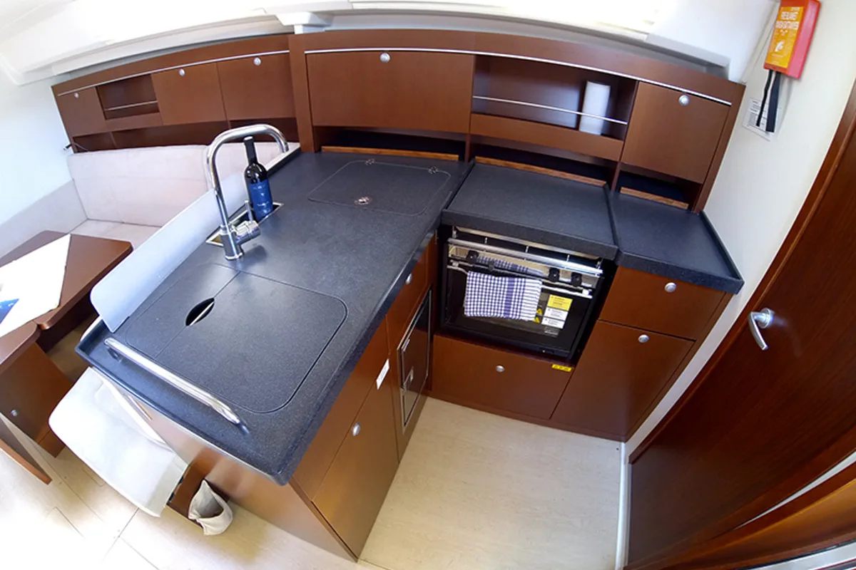 Galley of Ariel, a Hanse Yachts Hanse 385 sailboat at Grad Šibenik, Croatia