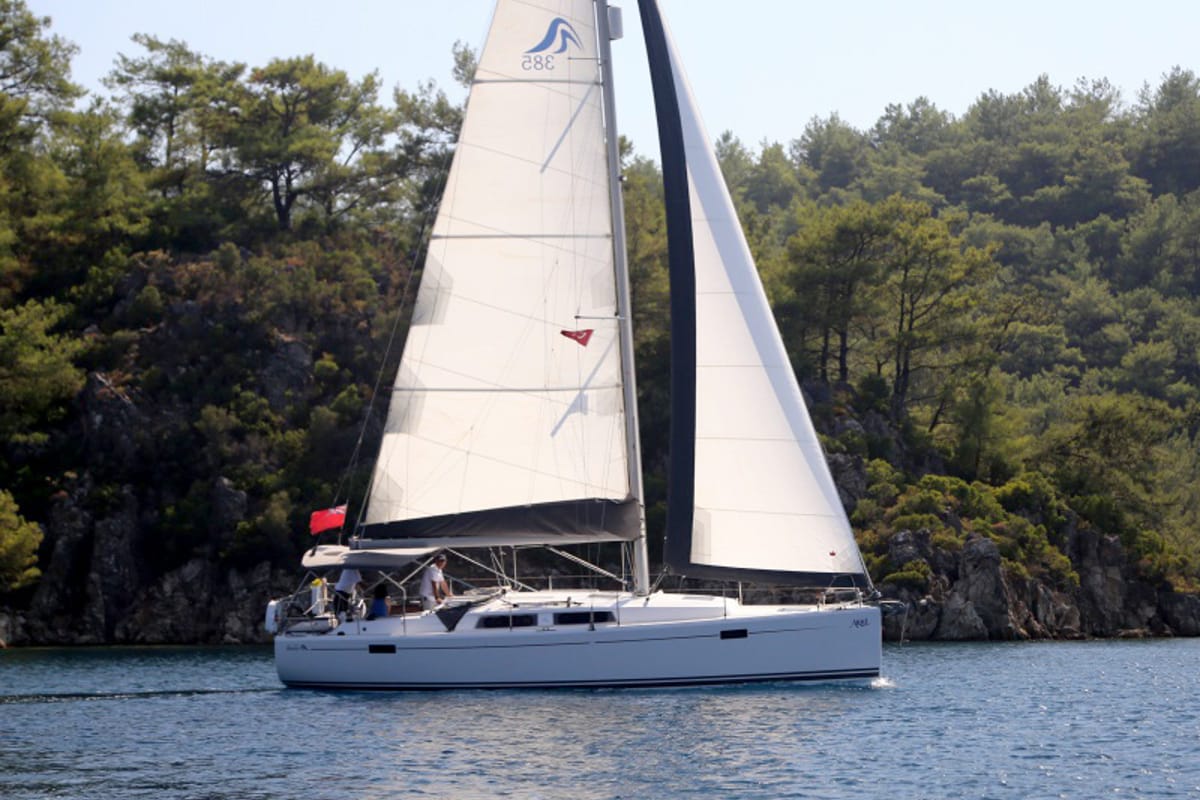 Exterior view of Ariel, a Hanse Yachts Hanse 385 sailboat at Grad Šibenik, Croatia