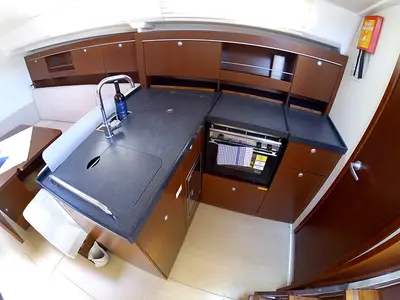 Galley of Ariel, a Hanse Yachts Hanse 385 sailboat at Grad Šibenik, Croatia