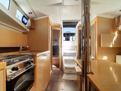 Galley of Marta, a Beneteau Oceanis 38 sailboat at Olbia, Italy