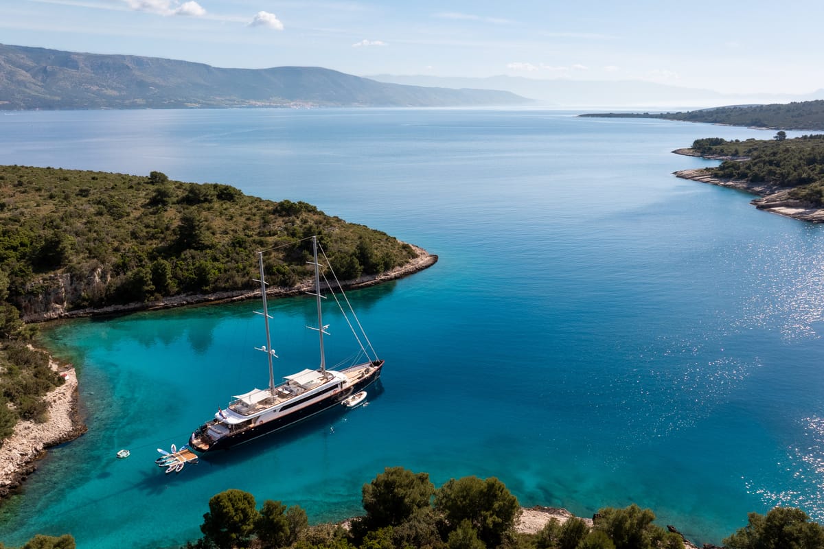 Exterior view of Nocturno, a Gulet Luxury Sailing Yacht sailboat at Split, Croatia