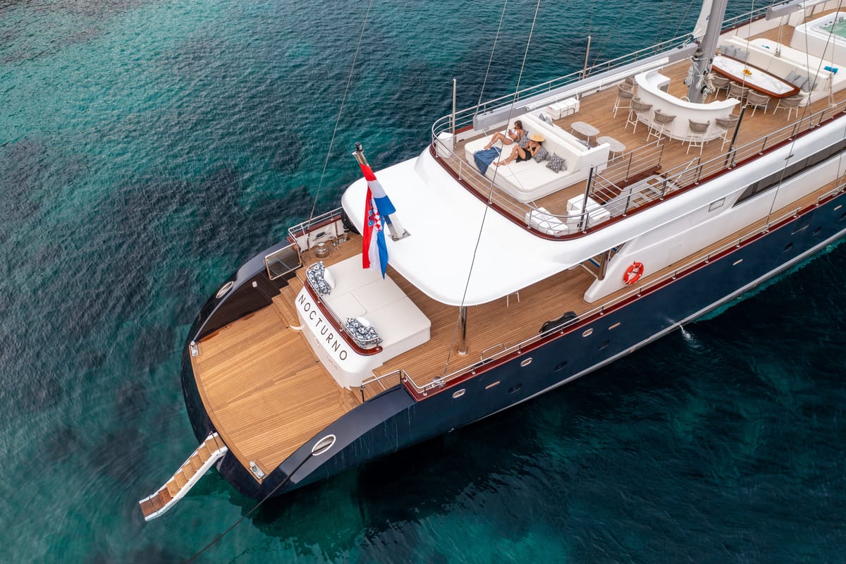 Exterior view of Nocturno, a Gulet Luxury Sailing Yacht sailboat at Split, Croatia