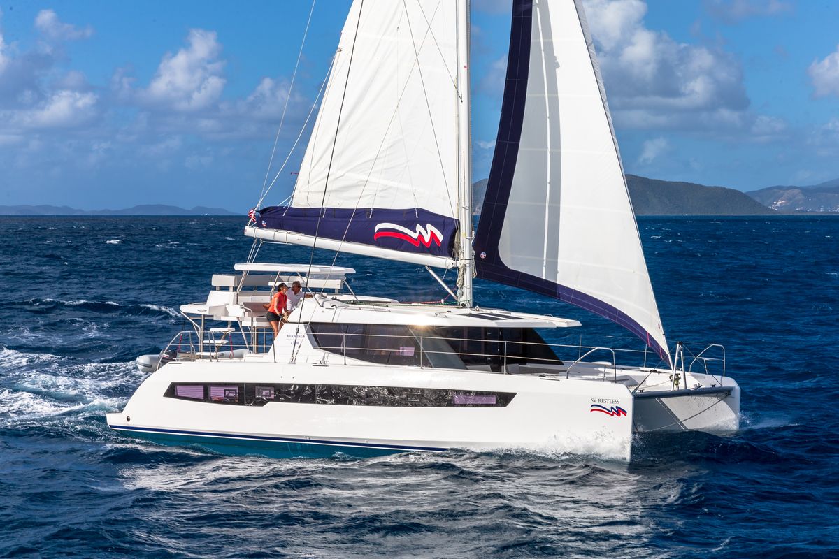 Exterior view of Moorings 4500L Club, a Leopard 45 catamaran at Općina Marina, Croatia