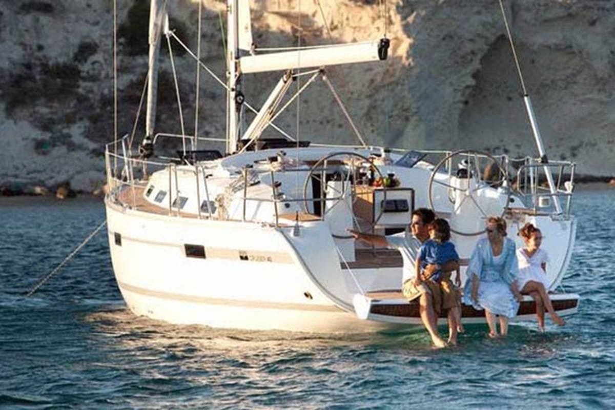 Exterior view of Mayla, a Bavaria Cruiser 40 sailboat at Fethiye, Turkey