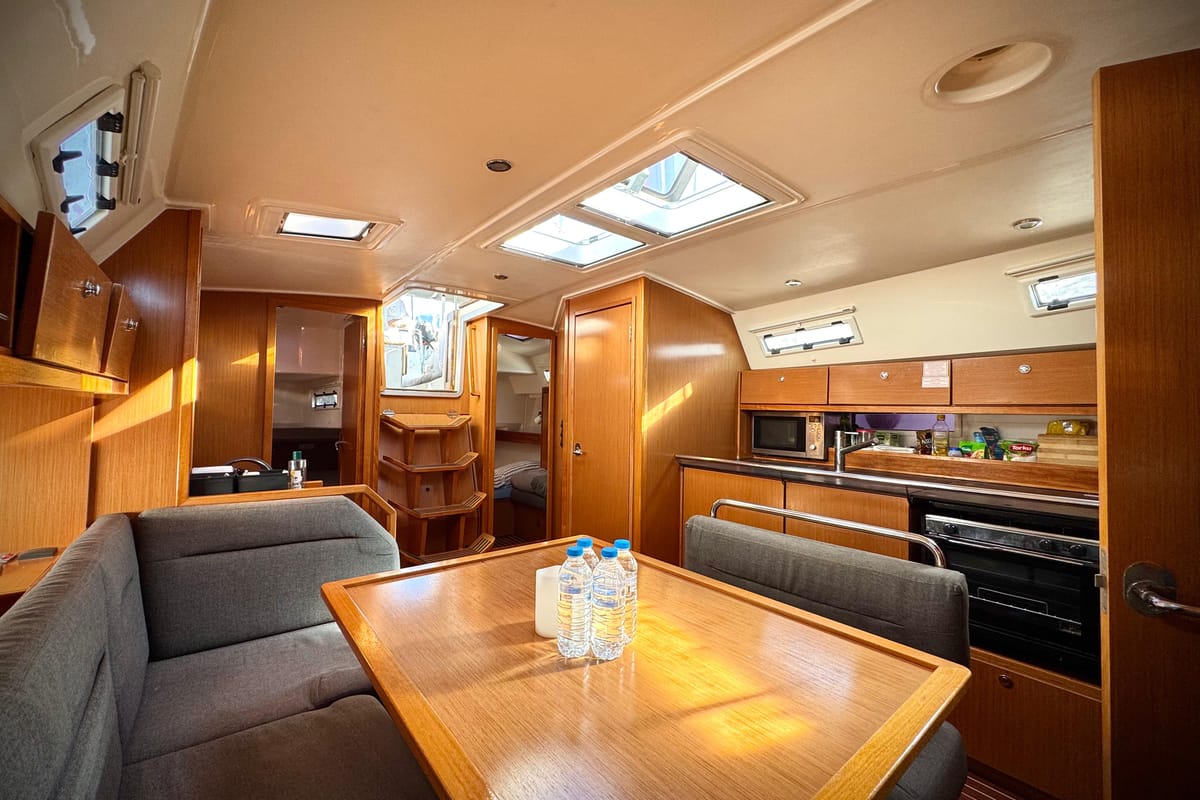 Salon of Mayla, a Bavaria Cruiser 40 sailboat at Fethiye, Turkey