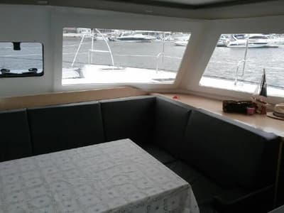 Salon of Fleur De Sel, a Fountaine Pajot Helia 44 catamaran at Cogolin, France