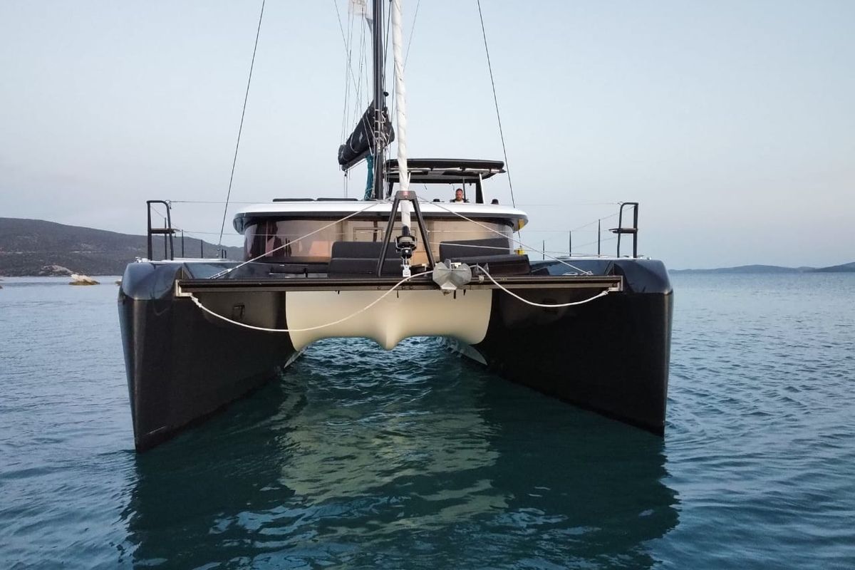 Exterior view of Casta Diva Vip-Equipped, a Lagoon 42 catamaran at Preveza, Greece
