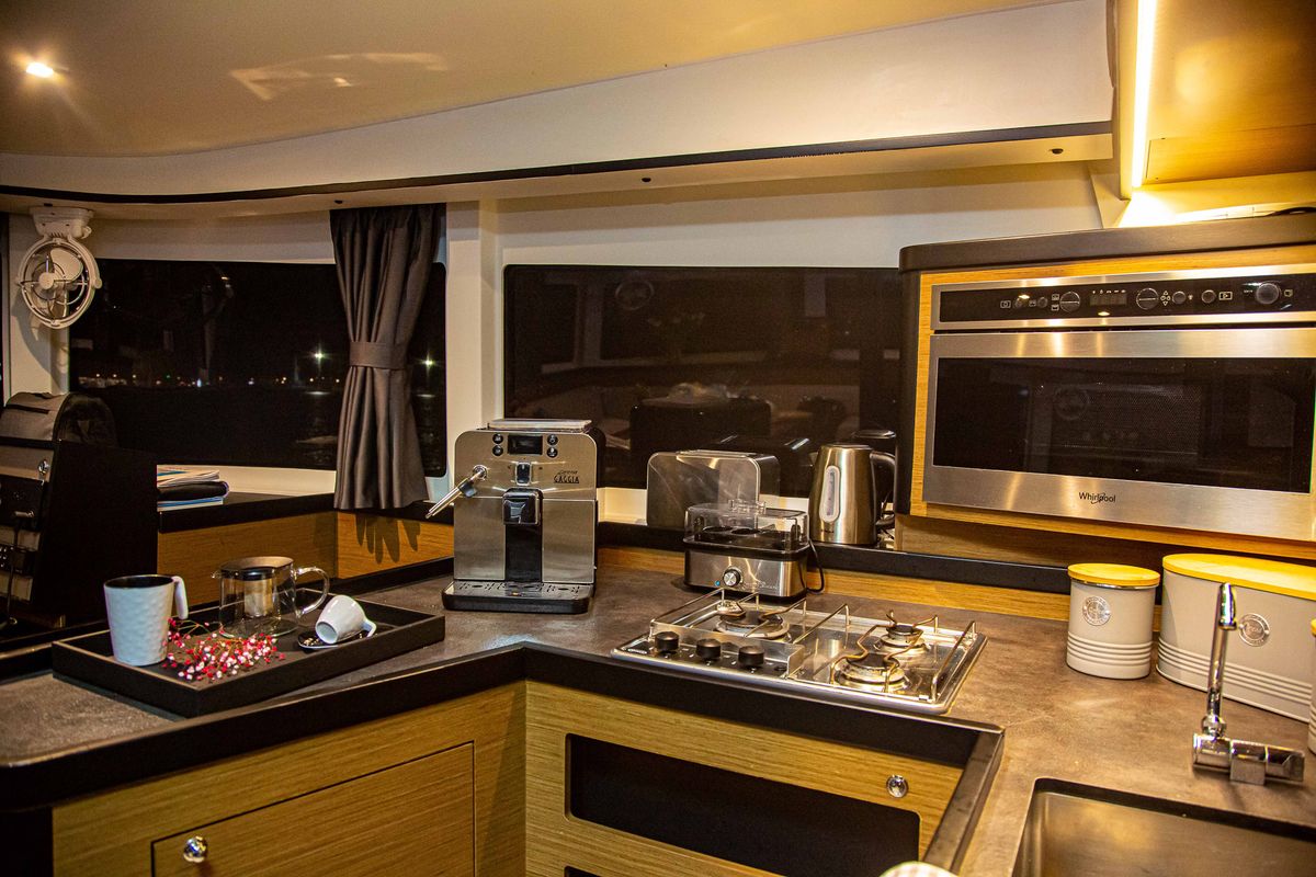 Galley of Casta Diva Vip-Equipped, a Lagoon 42 catamaran at Preveza, Greece