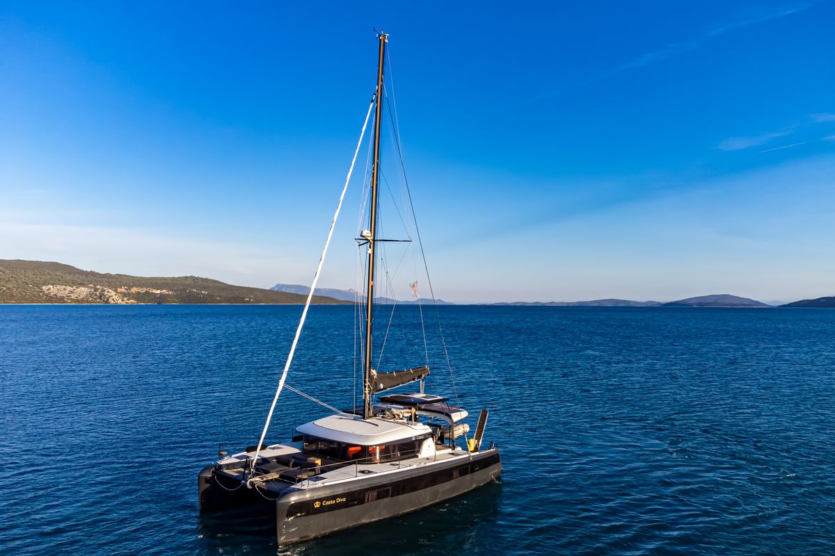 Exterior view of Casta Diva Vip-Equipped, a Lagoon 42 catamaran at Preveza, Greece