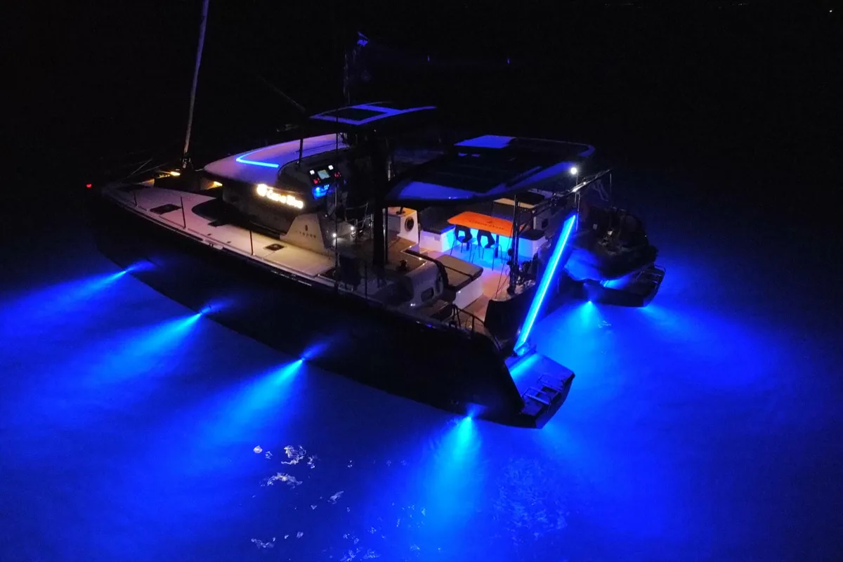 Exterior view of Casta Diva Vip-Equipped, a Lagoon 42 catamaran at Preveza, Greece