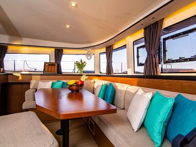 Salon of Casta Diva Vip-Equipped, a Lagoon 42 catamaran at Preveza, Greece