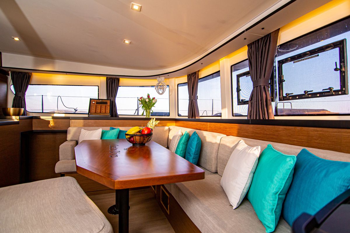Salon of Casta Diva Vip-Equipped, a Lagoon 42 catamaran at Preveza, Greece