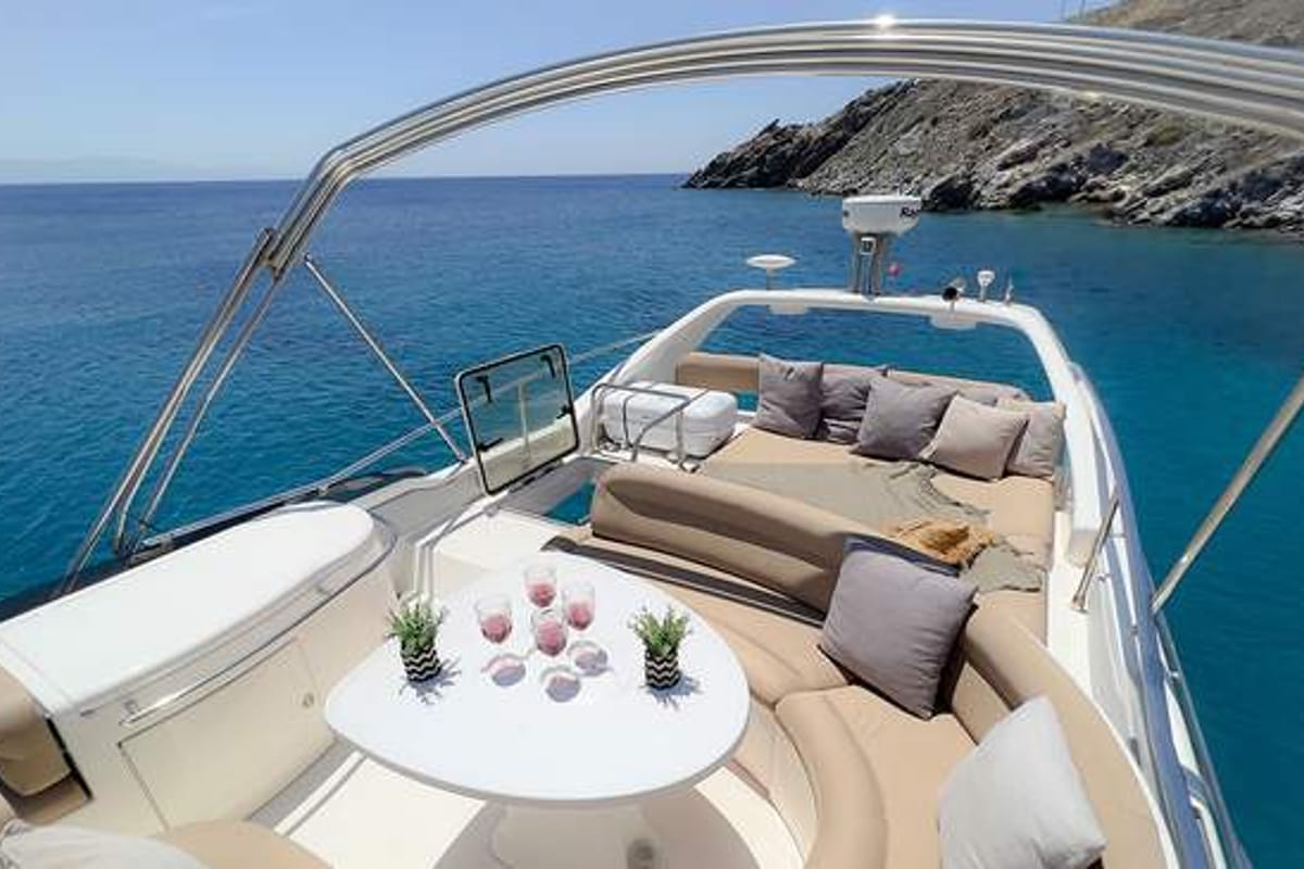 Azimut, a Azimut 58 motorboat at Mykonos, Greece