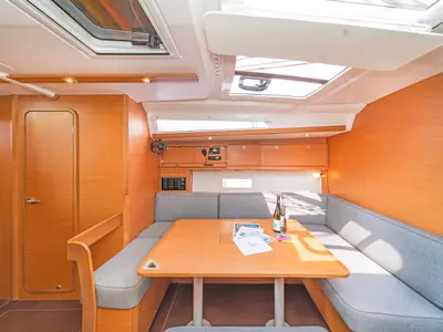 Salon of Hierax, a Dufour 430 sailboat at Volos Municipality, Greece