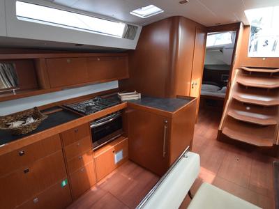 Galley of Butterfly, a Beneteau Oceanis 48 sailboat at Kontokali, Greece