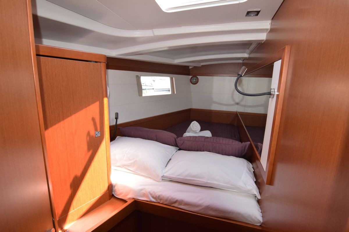 Cabin on Butterfly, a Beneteau Oceanis 48 sailboat at Kontokali, Greece