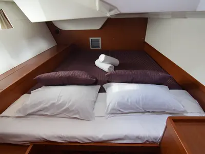 Cabin on Butterfly, a Beneteau Oceanis 48 sailboat at Kontokali, Greece