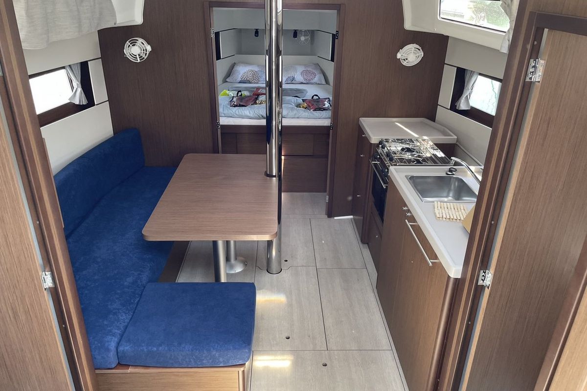 Salon of Gwada, a Beneteau Oceanis 38.1 sailboat at Grad Pula, Croatia