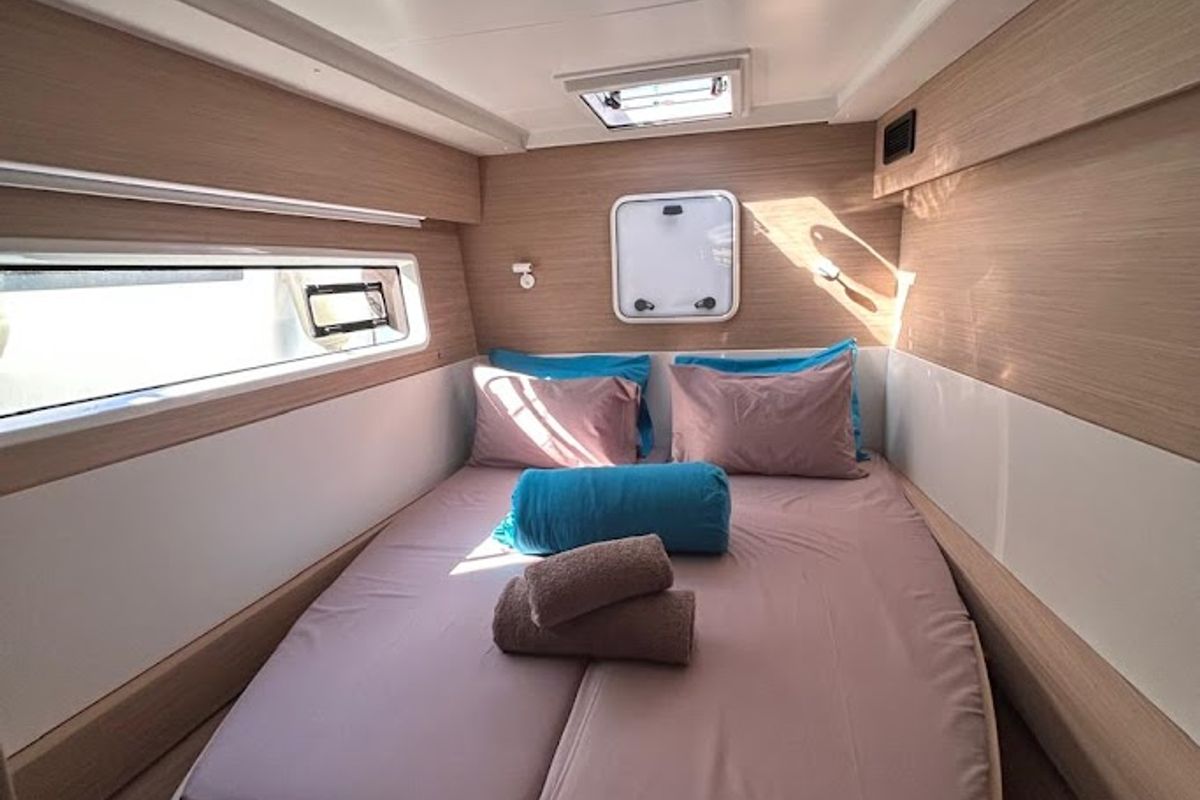 Cabin on Zen 2 - Green Wave, a Lagoon 43 catamaran at Athens, Greece
