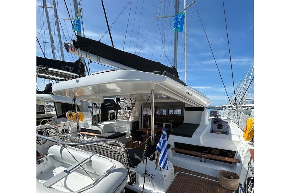 Deck of Zen 2 - Green Wave, a Lagoon 43 catamaran at Athens, Greece