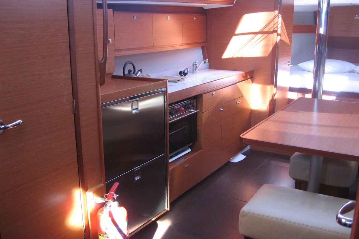 Galley of Delta, a Dufour 382 Grand Large sailboat at Athens, Greece