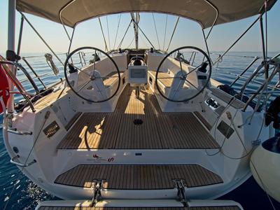 Cockpit of MH 75, a Bavaria Cruiser 41 sailboat at Murter, Croatia