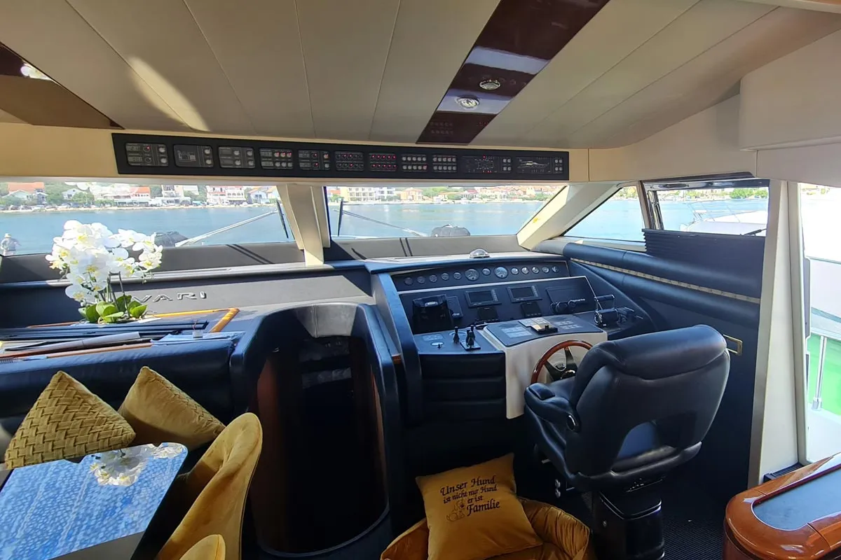 Cockpit of Grey Cherry, a Dominator 63 yacht at Općina Bilice, Croatia