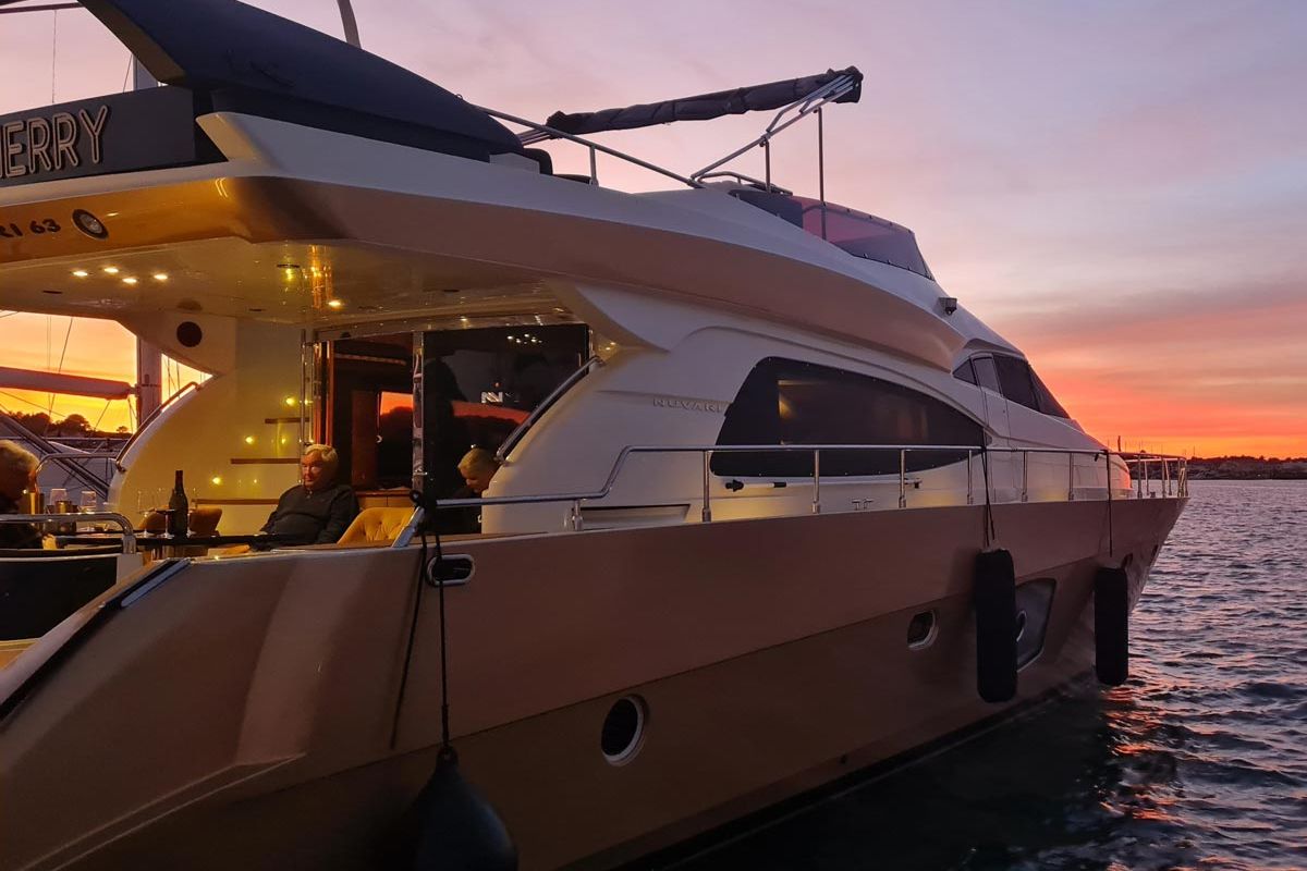 Exterior view of Grey Cherry, a Dominator 63 yacht at Općina Bilice, Croatia