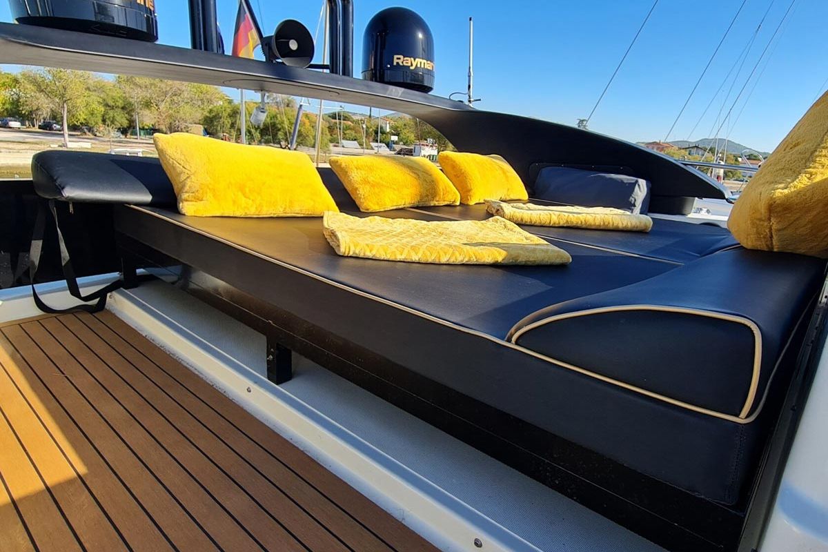 Deck of Grey Cherry, a Dominator 63 yacht at Općina Bilice, Croatia