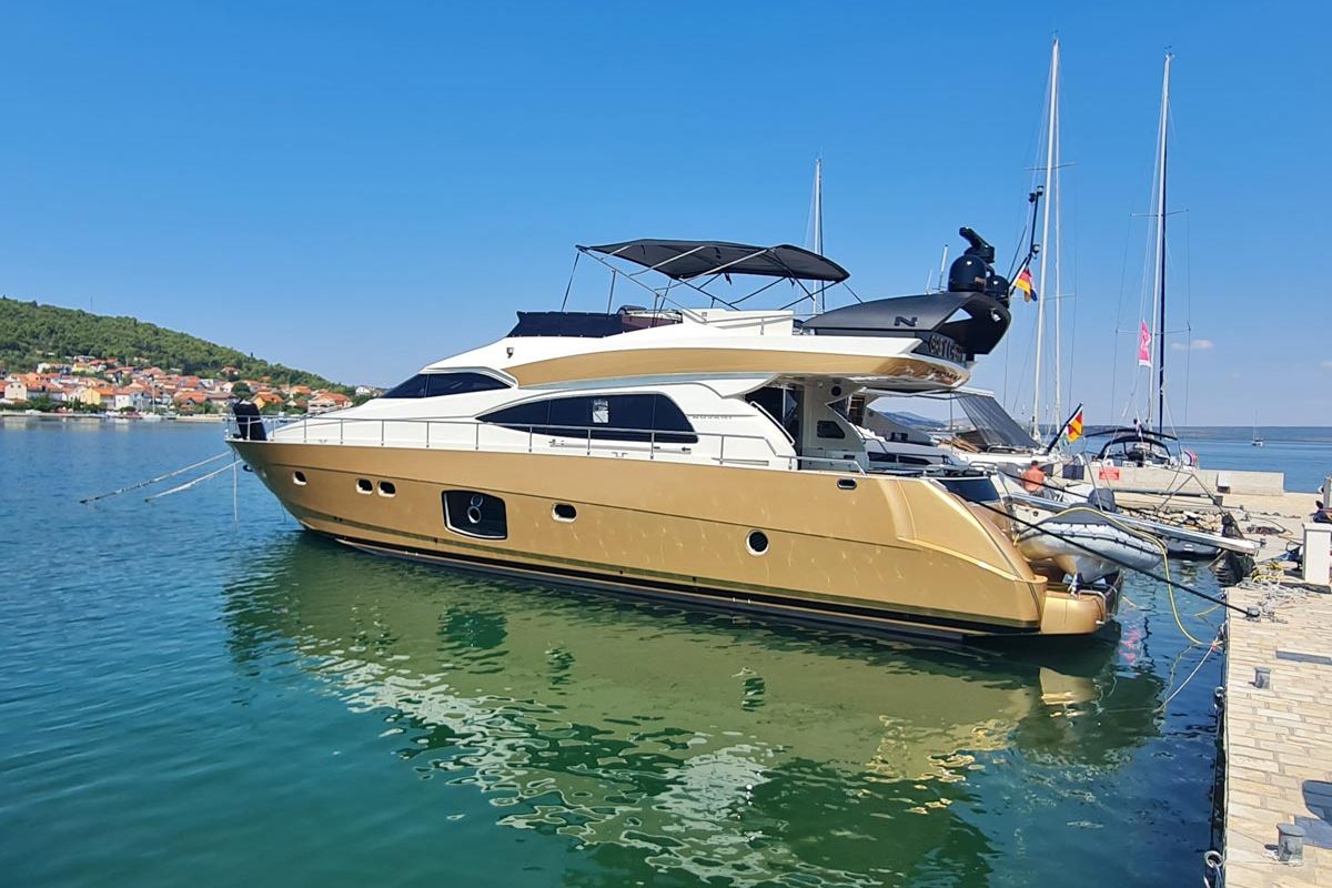 Exterior view of Grey Cherry, a Dominator 63 yacht at Općina Bilice, Croatia
