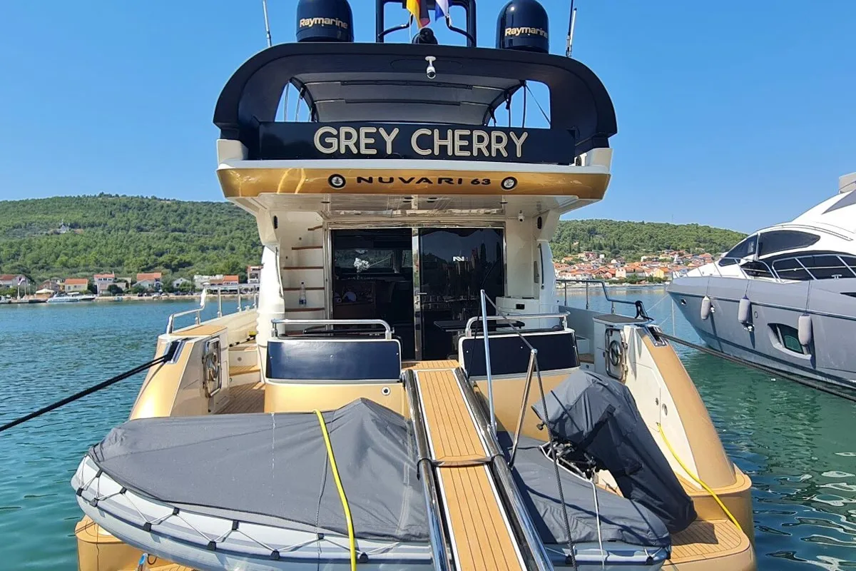 Exterior view of Grey Cherry, a Dominator 63 yacht at Općina Bilice, Croatia